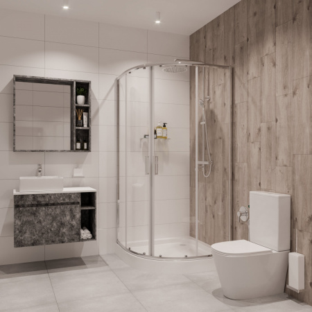 Душевой уголок 100х100х190 ПОЛУКР без поддона профиль ХРОМ стекло (6мм) ПРОЗРАЧНОЕ NG-6607-08