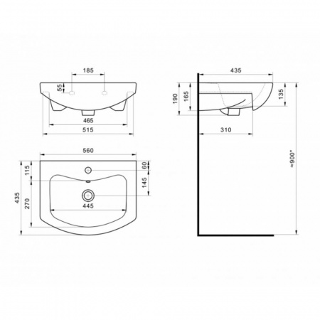Умывальник мебельный БАЛТИКА 55