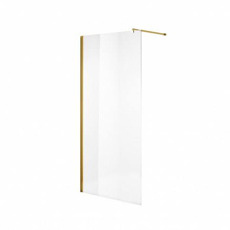 Душевая перегородка 100х195, неподвижная, профиль ЗОЛОТО, стекло ПРОЗРАЧНОЕ 6мм NG-643-10 GOLD 