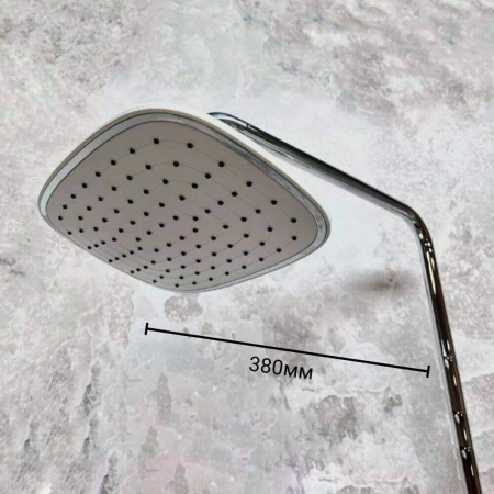 Смеситель для душа (зонт, квадрат) со стойкой HAIBA HB24805-8 БЕЛЫЙ/ХРОМ  (лат., с изливом) Смеситель для душа (зонт, квадрат) со стойкой HAIBA HB24805-8 БЕЛЫЙ/ХРОМ  (лат., с изливом)