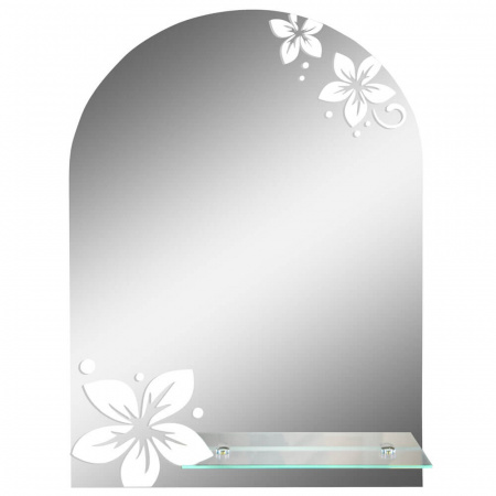 Зеркало ЖАСМИН 535х680мм с матированным рисунком, полкой 330мм - СНЯТ