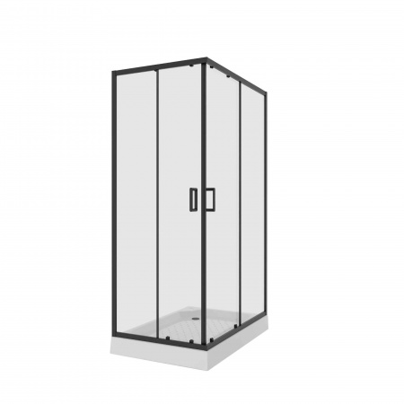 Душевой уголок 100х80х195 ПРЯМОУГ без подд профиль ЧЕРНЫЙ стекло (6мм) ПРОЗРАЧНОЕ NG-6881-08 BLACK