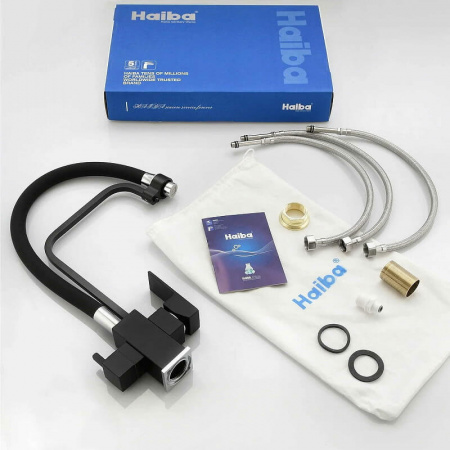 Смеситель на мойку с гибким изливом, с выходом под фильтр HAIBA HB76857 ЧЕРНЫЙ (лат., картр. 35м) Смеситель на мойку с гибким изливом, с выходом под фильтр HAIBA HB76857 ЧЕРНЫЙ (лат., картр. 35м)