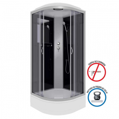 Душевая кабина 900х900х2150мм без г/м, СРЕДНИЙ поддон, стекло ТОНИРОВАННОЕ, NG-3501-14 