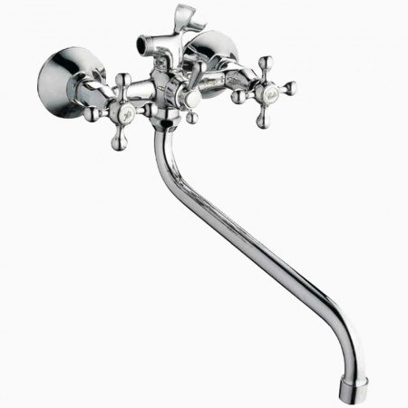 Смеситель на ванну длинный излив HAIBA HB2619-3 двуручный (лат.)