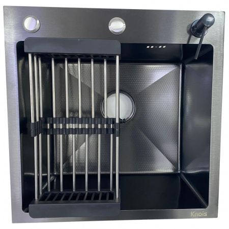 Мойка кухонная врезная Dikalan KN505008 ЧЕРНЫЙ нерж.сталь SUS-304 500х500х220мм 