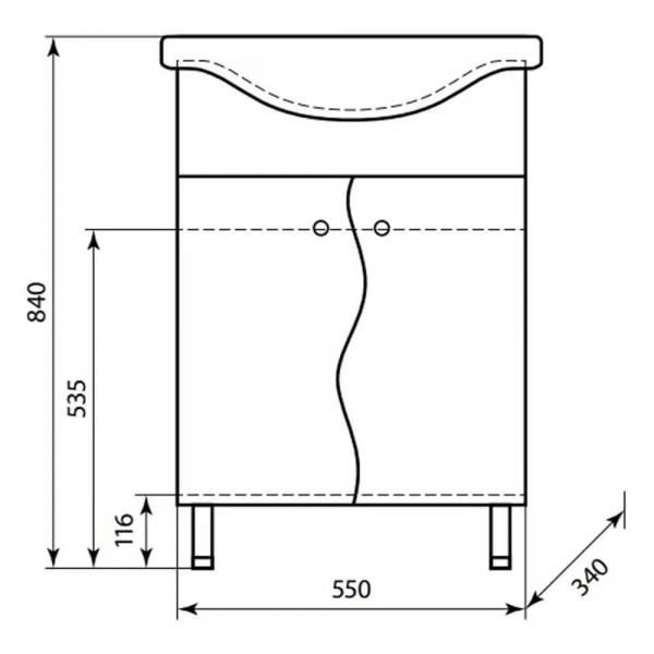 Тумба напольная AquaLine Селигер 60 размеры