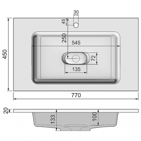 Умывальник мебельный MODUL 80 (770х450х200мм)
