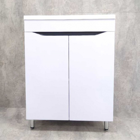 Тумба в ванную комнату СЛОТ 594 Белый/встав.Антрацит под умывальник ОКЕАН 60 (2дв)