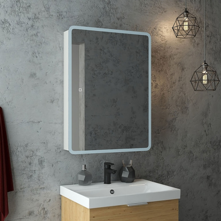 Шкаф зеркальный EMOTION 600х800мм (LED-подсветка, сенсорный выключатель, универсальный)