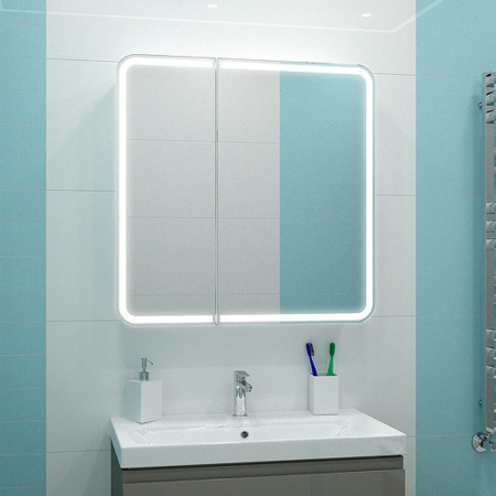 Шкаф зеркальный ЭЛЛИОТТ/Elliott 800х800мм (LED-подсветка, датчик движения)