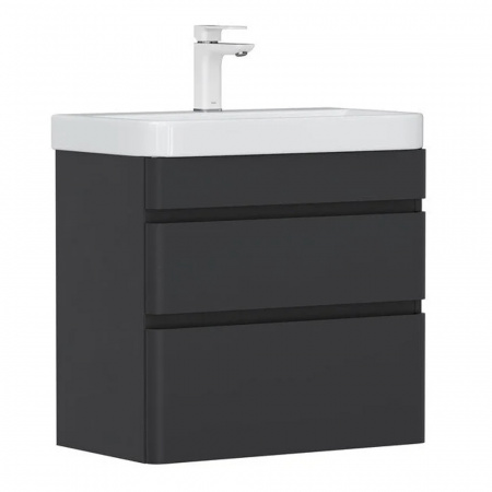 Тумба в ванную комнату подвесная ELTORO 60.2Y ЧЕРНЫЙ Soft Touch под умывальник NICE 60 (9595-60)