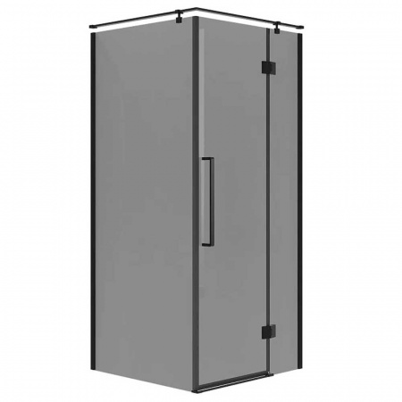 Душевой уголок 90х90х195 КВАДР без поддона профиль ЧЕРН МАТ стекло (6мм) ТОНИРОВАН NG-2831-34BLACK