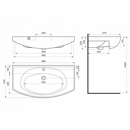 Умывальник мебельный ЭНИГМА 100