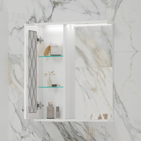 Шкаф зеркальный МИЛЕНА / Milena 55 ЛЕВЫЙ с подсветкой (550х146х700мм)