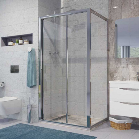 Душевое ограждение 100х70х195 без поддона профиль ХРОМ стекло (6мм) ПРОЗРАЧНОЕ NG-62-10A + A70