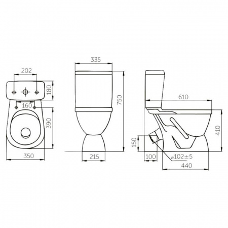 Унитаз-компакт "ЛИРА" антивсплеск, косой выпуск, сиденье ПОЛИПРОПИЛЕН, арматура 1-режимная