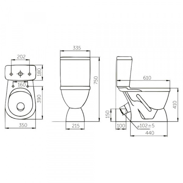 Унитаз-компакт Rosa Лира чертеж