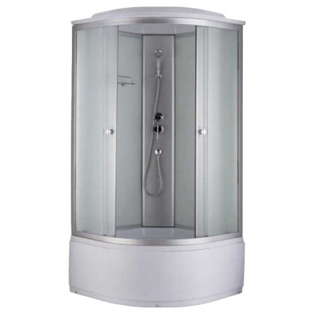 Душевая кабина 1000х1000х2150мм, ВЫСОКИЙ подд усил., проф. ХРОМ, стекло зад. БЕЛОЕ, пер. МАТОВ 282W