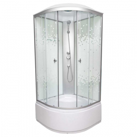 Душевая кабина 900х900х2150мм, ВЫСОКИЙ поддон, стекло МАТОВОЕ МОЗАИКА ВМ-8811E