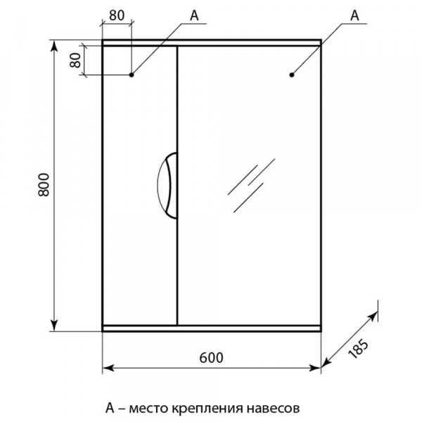 Зеркало со шкафом AquaLine Панда 60 размеры