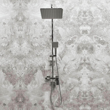 Смеситель для душа (зонт, квадрат) со стойкой HAIBA HB24818 (лат., с изливом)(4)