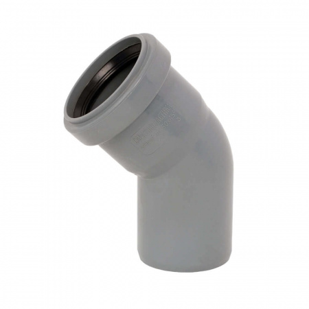 Отвод ППР Ø50мм 45° СЕРЫЙ для внутренней канализации (100)