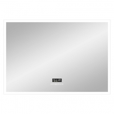 Зеркало ФРЭЙМ/Frame 1000х700мм МФП(LED-подсвет,музыка,часы,термометр,подогрев, ал профиль БЕЛЫЙ)