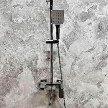 Смеситель для душа (зонт, квадрат) со стойкой HAIBA HB24818 (лат., с изливом)(4)