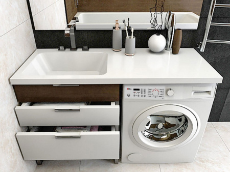 Умывальник мебельный под стиральную машину KAMILLA 120 ЛЕВАЯ ЧАША + кронштейн ПРАВЫЙ 