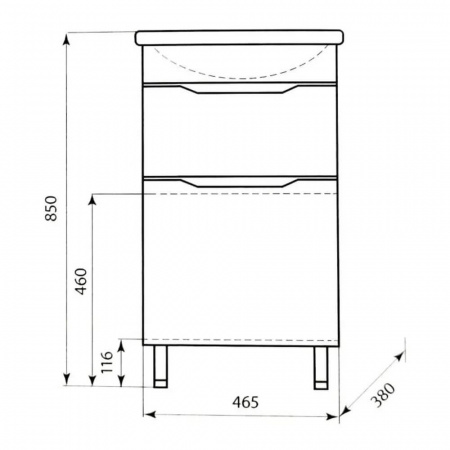 Тумба в ванную комнату КОМО 50/1 МИНОР под умывальник СОМО 50 / ЕНИСЕЙ 50