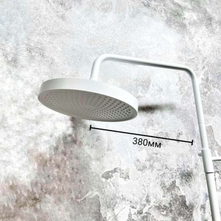 Смеситель для душа (зонт, круг) со стойкой HAIBA HB24553-8 БЕЛЫЙ (лат., с изливом)(4)