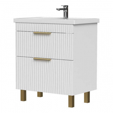 Тумба в ванную комнату LOTTY GOLD 70.2Y БЕЛАЯ- ручки ЗОЛОТО под умывальник ФОСТЕР 70