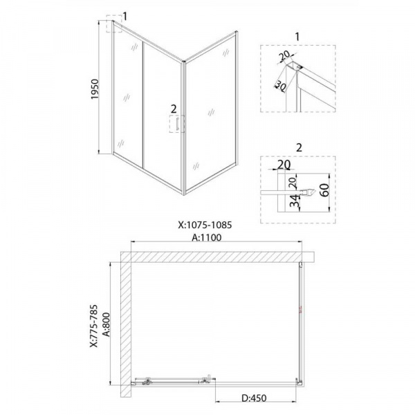 Душевое ограждение Niagara Nova NG-82-11AВ-A80В 