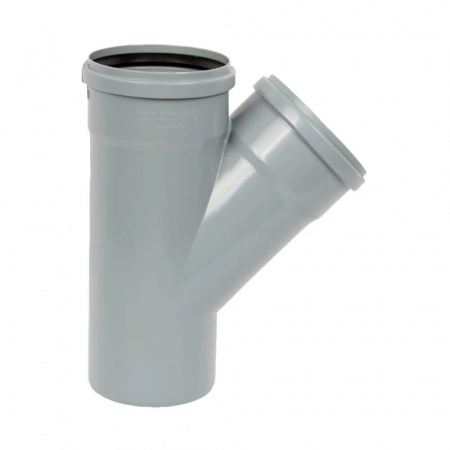 Тройник ППР Ø110х110мм 45° СЕРЫЙ для внутренней канализации (10)