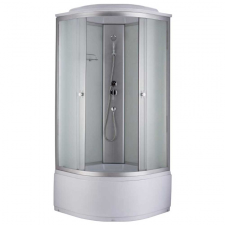 Душевая кабина 1000х1000х2150мм, ВЫСОКИЙ подд усил., проф. ХРОМ, стекло зад. БЕЛОЕ, пер. МАТОВ 282W