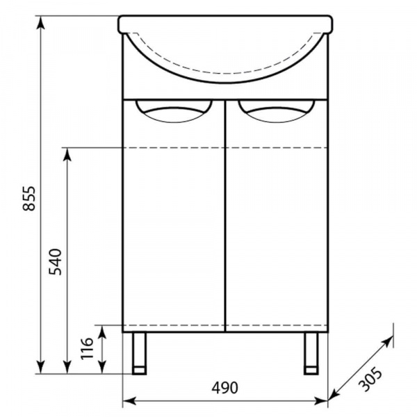 Тумба напольная AquaLine Уют 50 размеры
