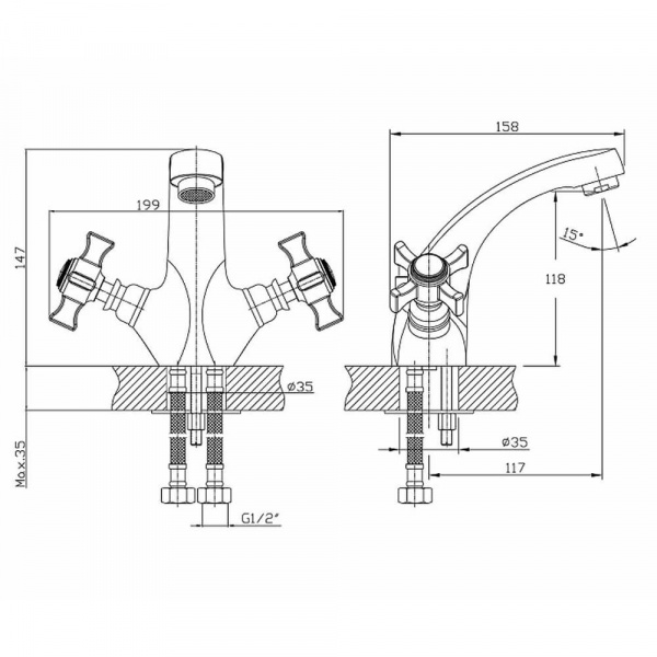 Смеситель для раковины Haiba HB1024 размеры Смеситель для раковины Haiba HB1024 размеры