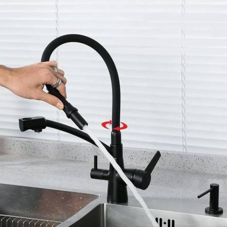 Смеситель на мойку с гибким изливом, с выходом под фильтр HAIBA HB76855-7 ЧЕРНЫЙ (лат., 35мм) Смеситель на мойку с гибким изливом, с выходом под фильтр HAIBA HB76855-7 ЧЕРНЫЙ (лат., 35мм)