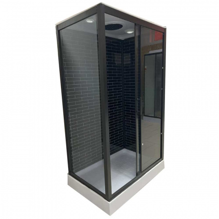 Душевая кабина 1200х800х2120мм, НИЗК прям. поддон усил., проф. ЧЕРН, стек зад. КИРП, пер. ТОНИР 26К