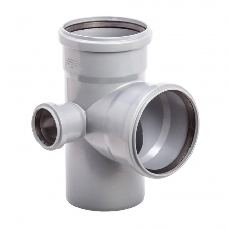 Крестовина двухплоскостная ППР Ø110х110х50мм 90° СЕРАЯ ЛЕВАЯ для внутренней канализации (20)