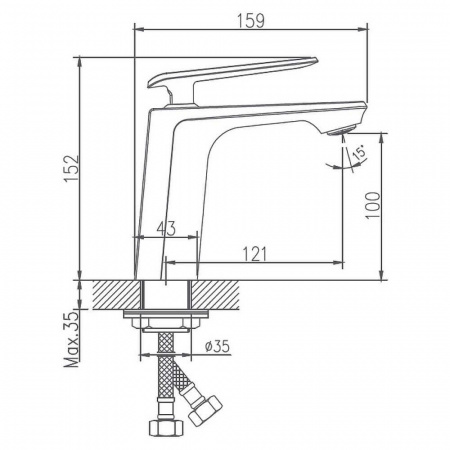 Смеситель на раковину HAIBA HB10548-8 БЕЛЫЙ/ХРОМ (лат., 35мм)