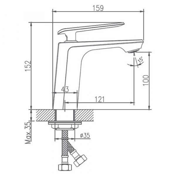 Смеситель для раковины Haiba HB10548-7 размеры  Смеситель для раковины Haiba HB10548-7 размеры