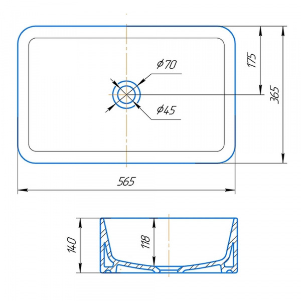 Раковина накладная Kirovit Олимпия 56 размеры