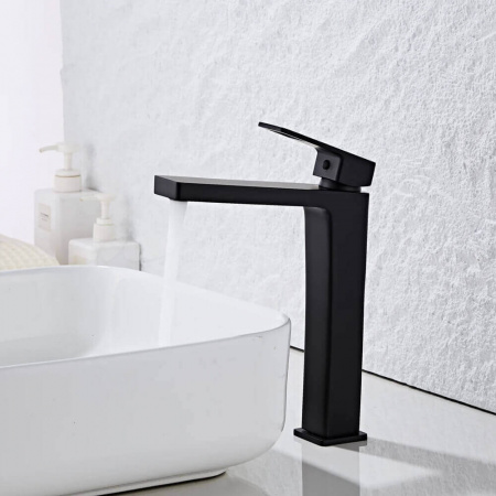 Смеситель на раковину высокий HAIBA HB11615-7 ЧЕРНЫЙ (лат., 35мм)