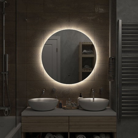 Зеркало АЖУР/Ajour  D1000мм(LED-подсветка, бесконтактный сенсорный выключатель, ореольная подсветка)