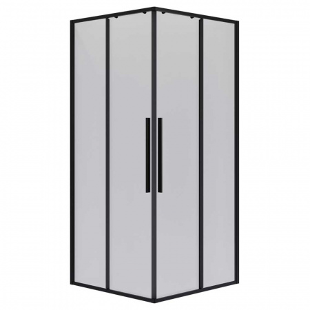 Душевой уголок 90х90х195 КВАДР без поддона профиль ЧЕРН МАТ стекло (6мм) ПРОЗРАЧНОЕ NG-6823-34BLACK