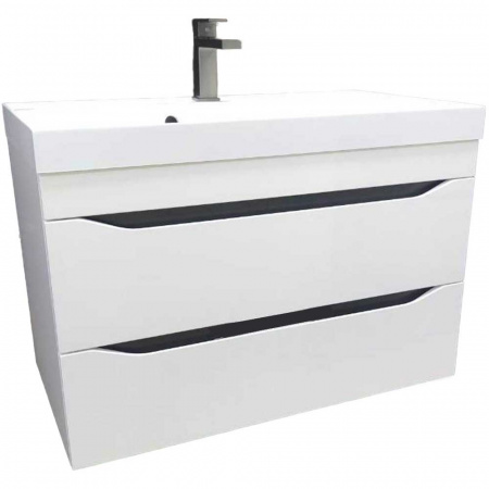 Тумба в ванную комнату подвесная INTEGRO 70 Белый/встав.Антрацит под умывальник СЛИМ 70 (2ящ)