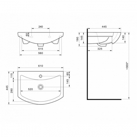 Умывальник мебельный БАЛТИКА 60