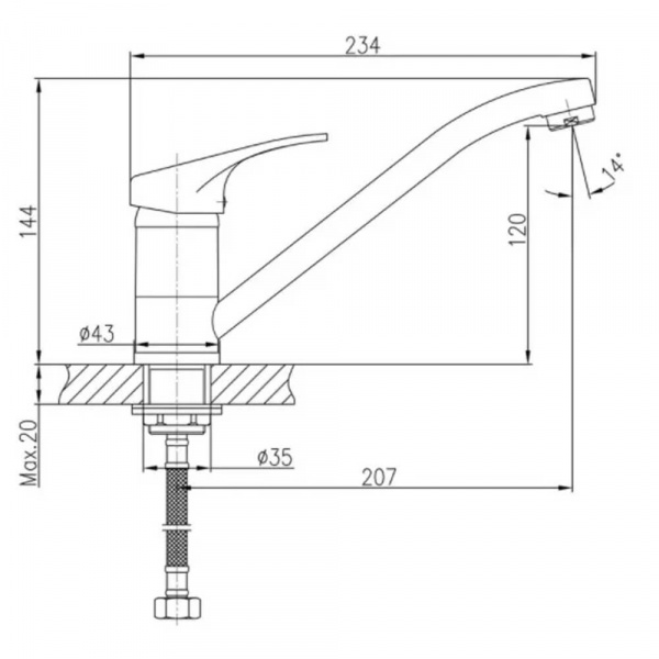 Смеситель для кухни Haiba HB4913 размеры Смеситель для кухни Haiba HB4913 размеры